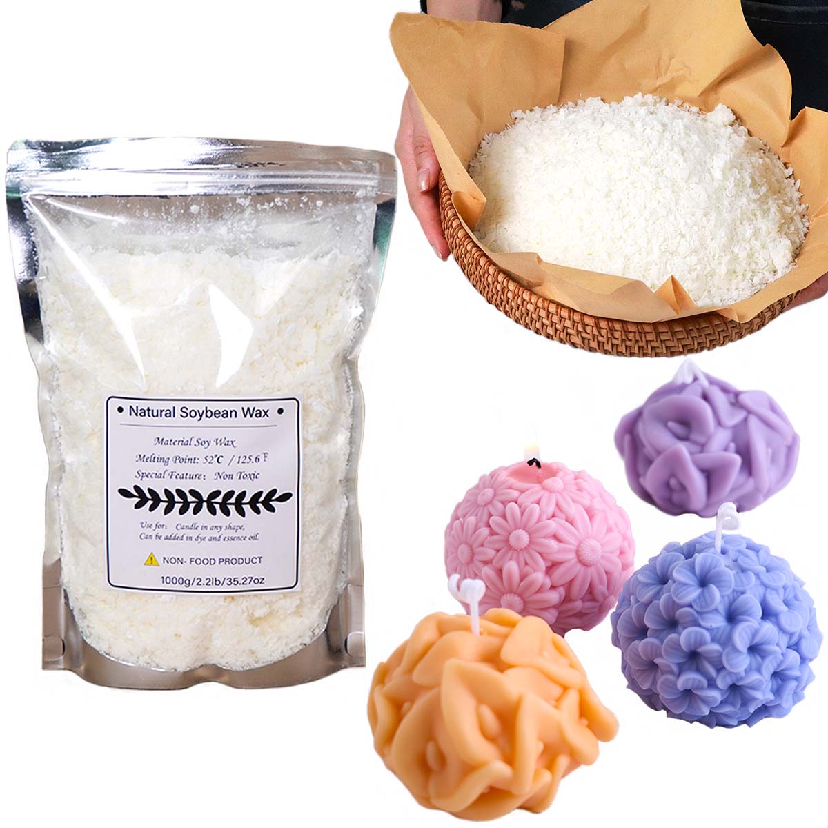 Candle Making Kit Diy - 100/250/500/1000G Serpihan Lilin Kedelai Alami DIY