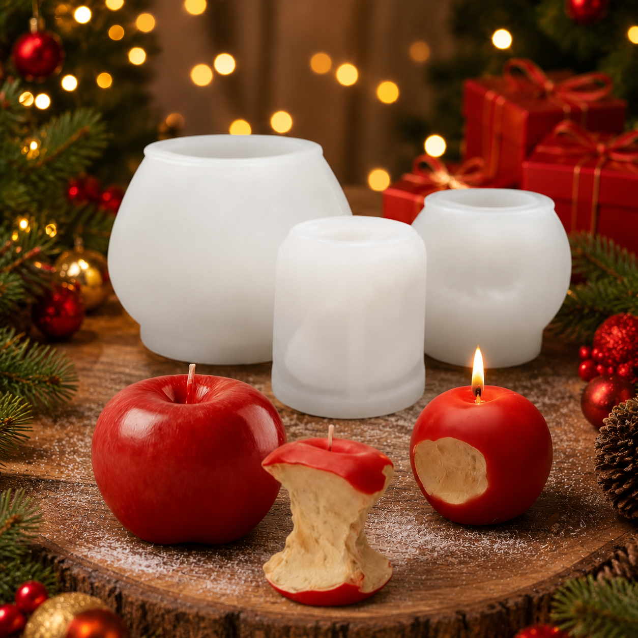 Candle Making Kit Diy - Cetakan Lilin Silikon Apel 3D Set,