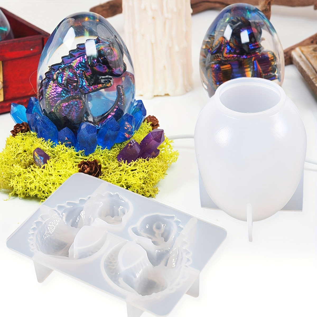 Candle Making Kit Diy - Cetakan Telur Naga Silikon, Set 2