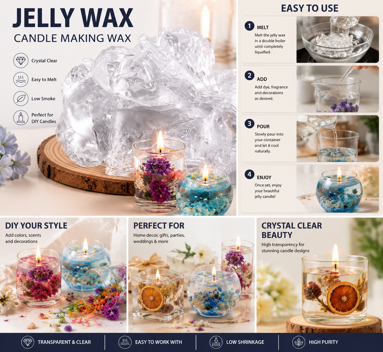 50/100/200/500g Bahan Pembuata - Candle Making Gel Wax ulasan dan harga